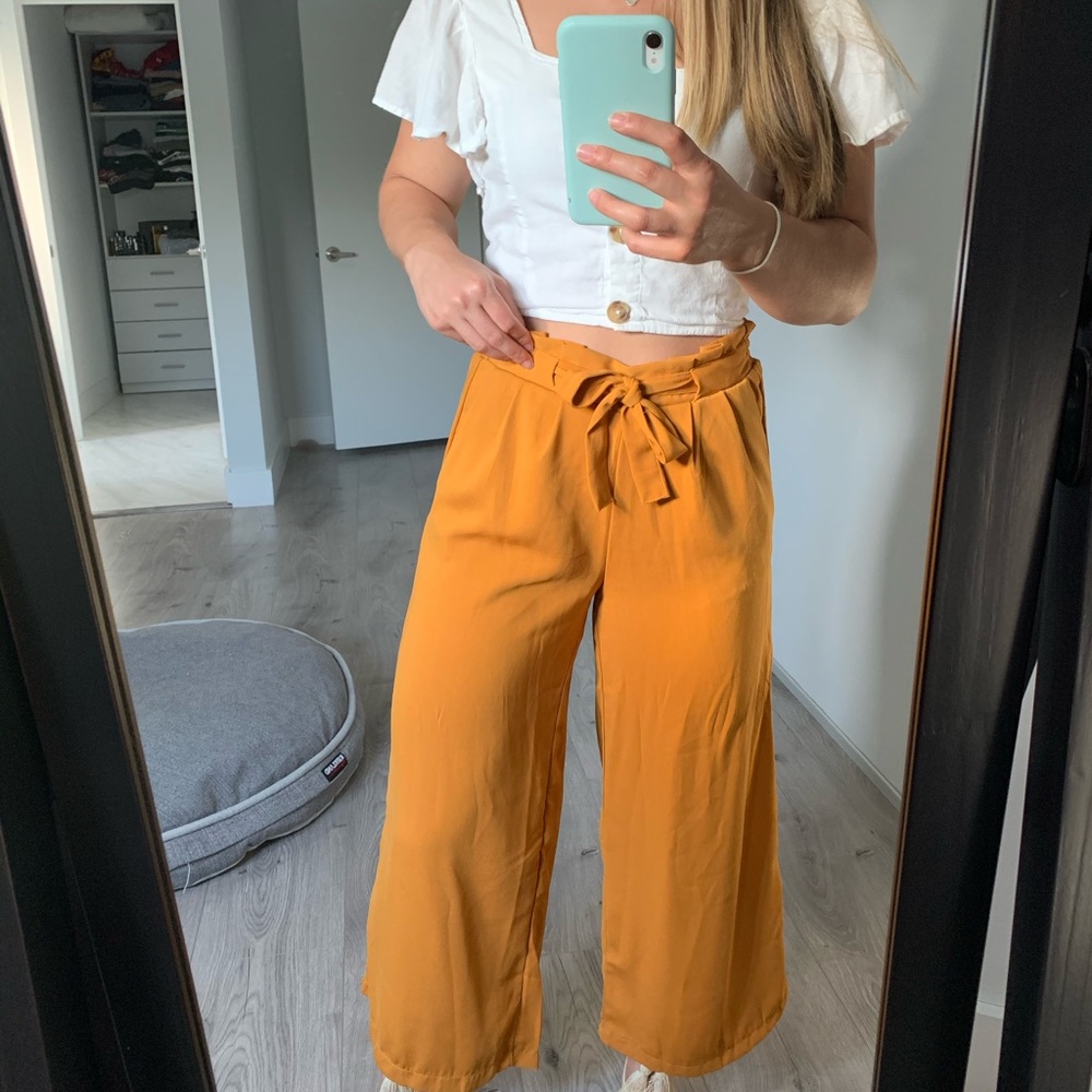 High Waisted Mustard Yellow Palazzo Pants